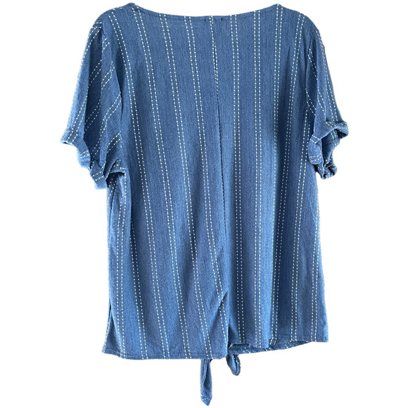 W5 Blue Swiss Dot Tie Knot Front Top Plus Size 3X - Picture 3 of 6